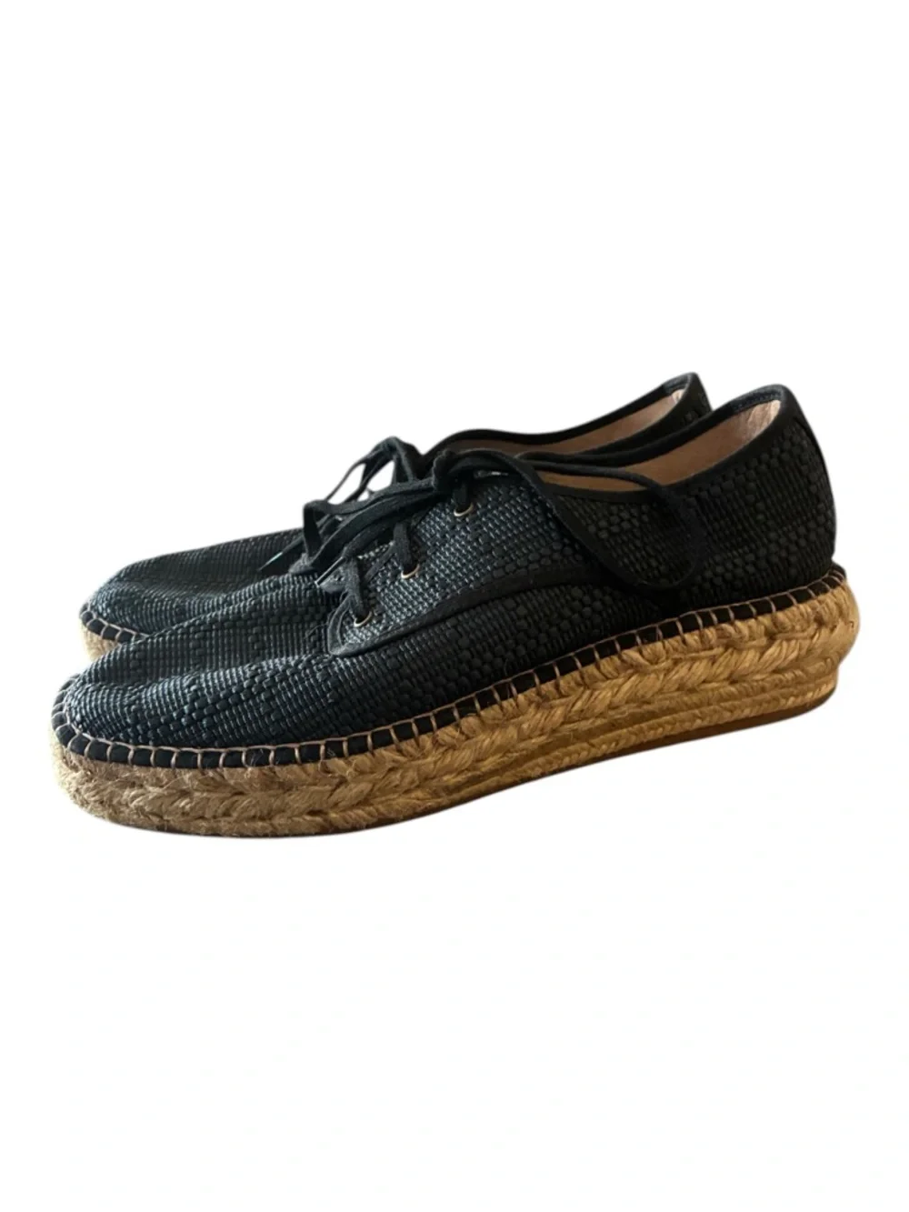 Gaimo Spanish Jute Platform Lace-Up Espadrilles | Navy Woven | Size 40 US 9-9.5